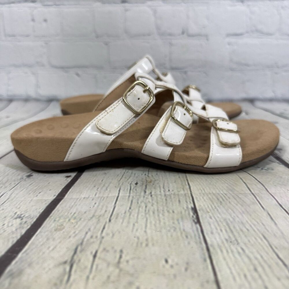 Vionic Sandals Size 7 White Strap Buckle Comfort Footbed Minimalist Coastal - Picture 2 of 13